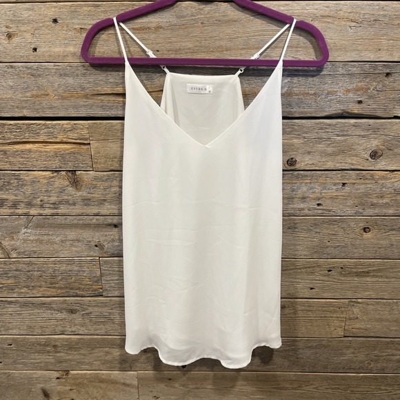 Tops - Evera B Women's V Neck Spagetti Strap White Dressy Casual Tank Top Size Medium